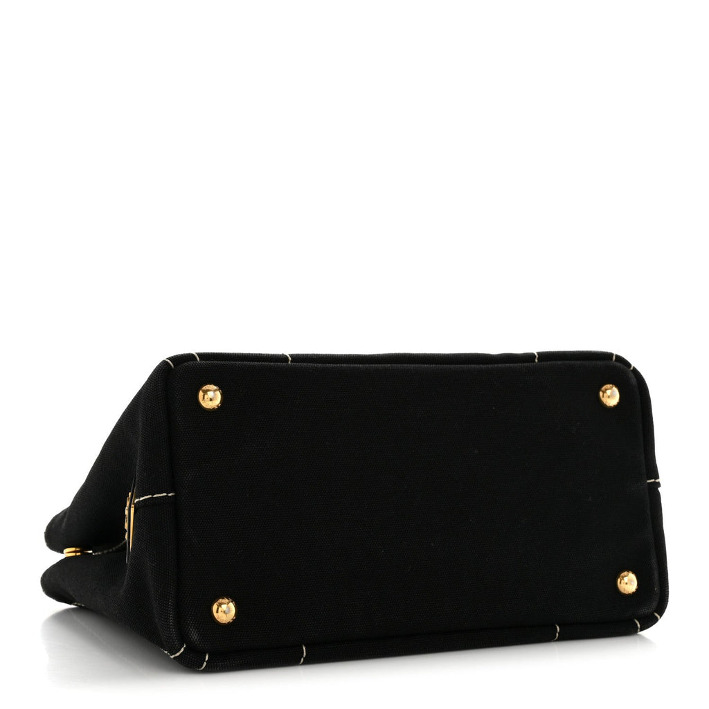 Prada Canapa Small Logo Tote Black Talco