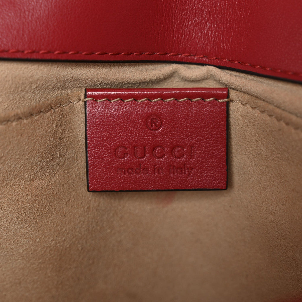 Gucci Calfskin Matelasse Mini GG Marmont Shoulder Bag Hibiscus Red