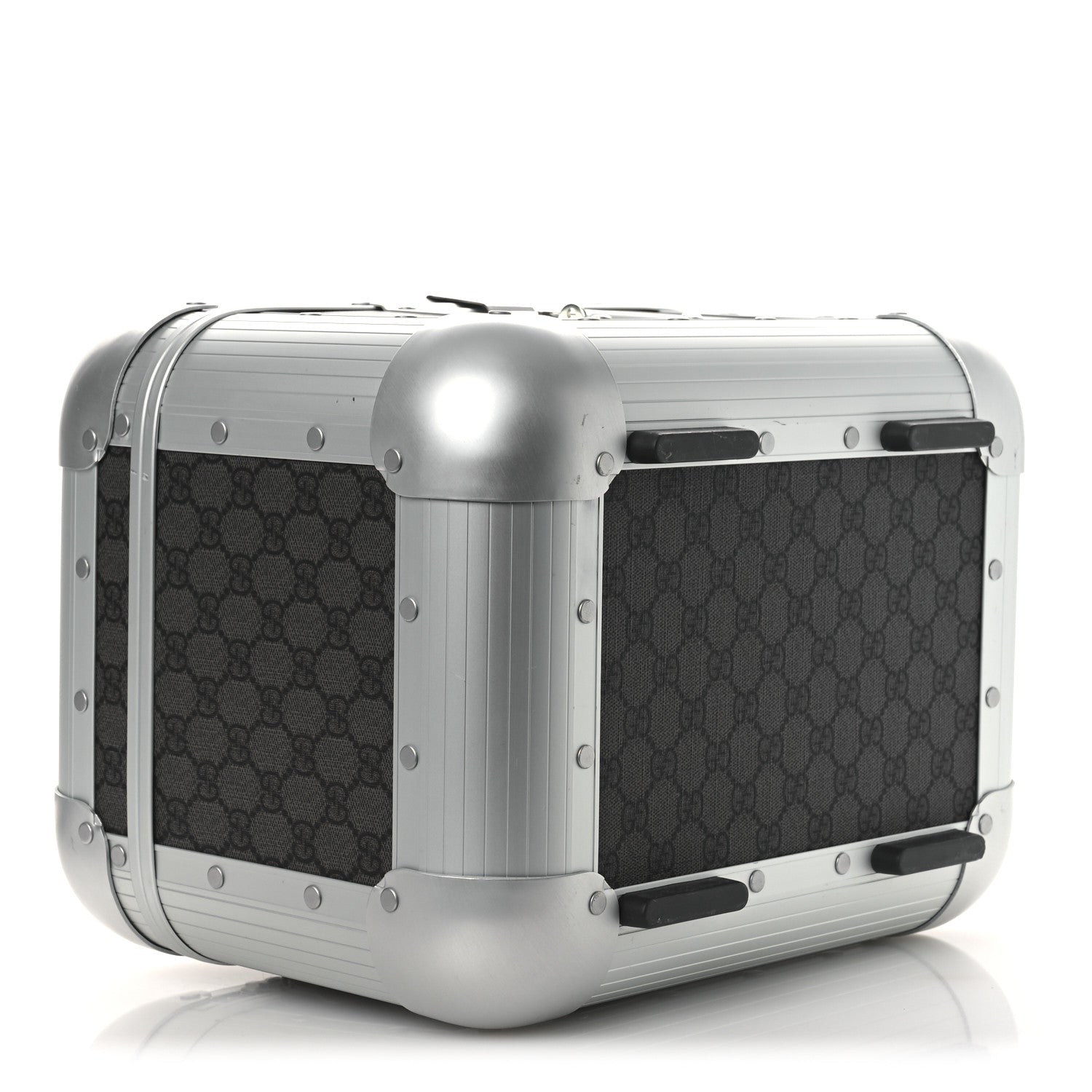 Gucci GG Supreme Monogram Aluminum Porter Beauty Case Silver