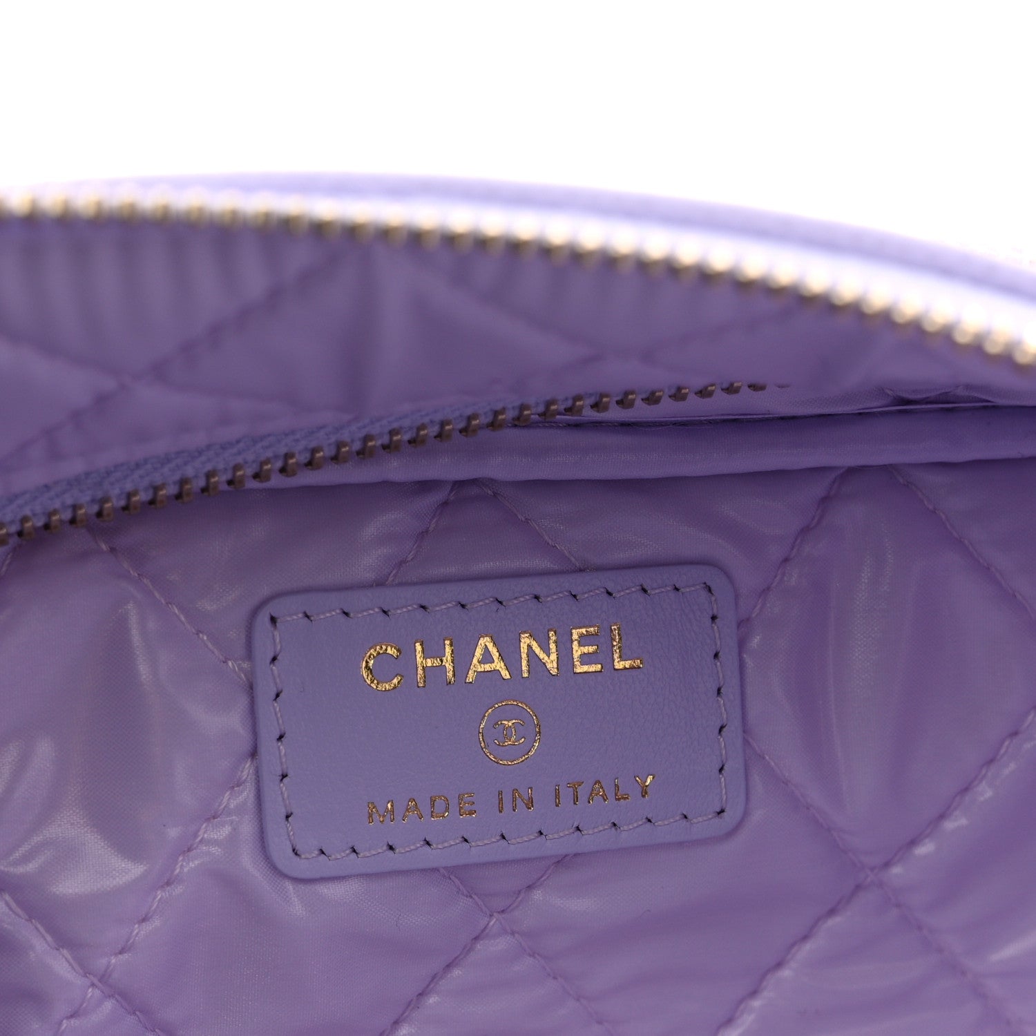Chanel Caviar Quilted Toiletry Case With Chain Light Purple