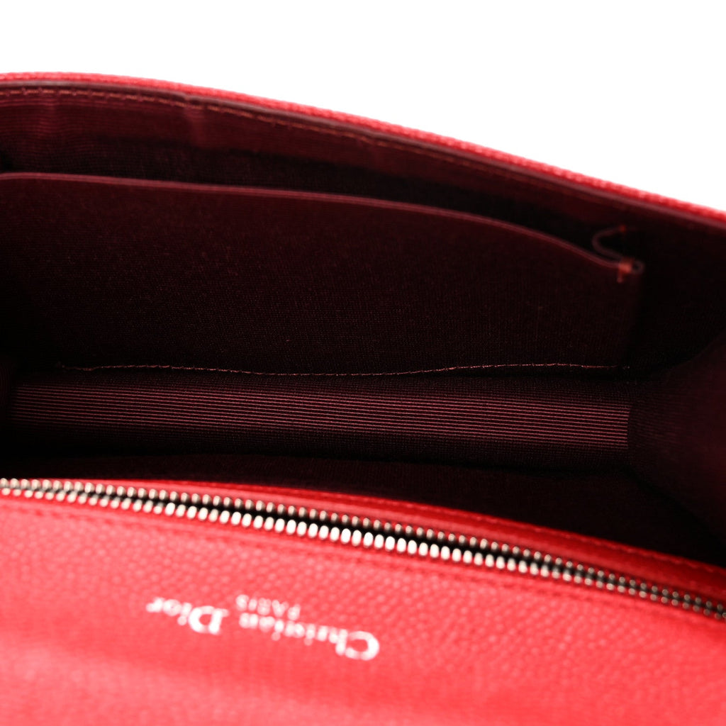 Christian Dior Grained Calfskin Small Diorama Flap Bag Red