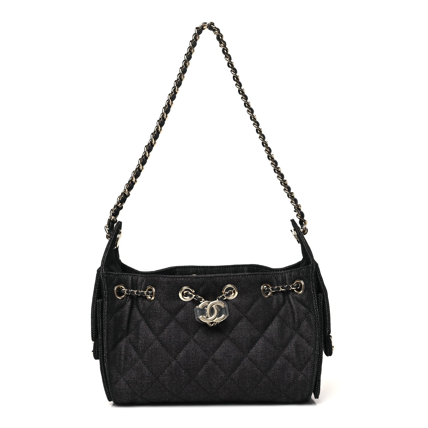 Chanel Denim Quilted Mini Chanel 25 Handbag Dark Blue