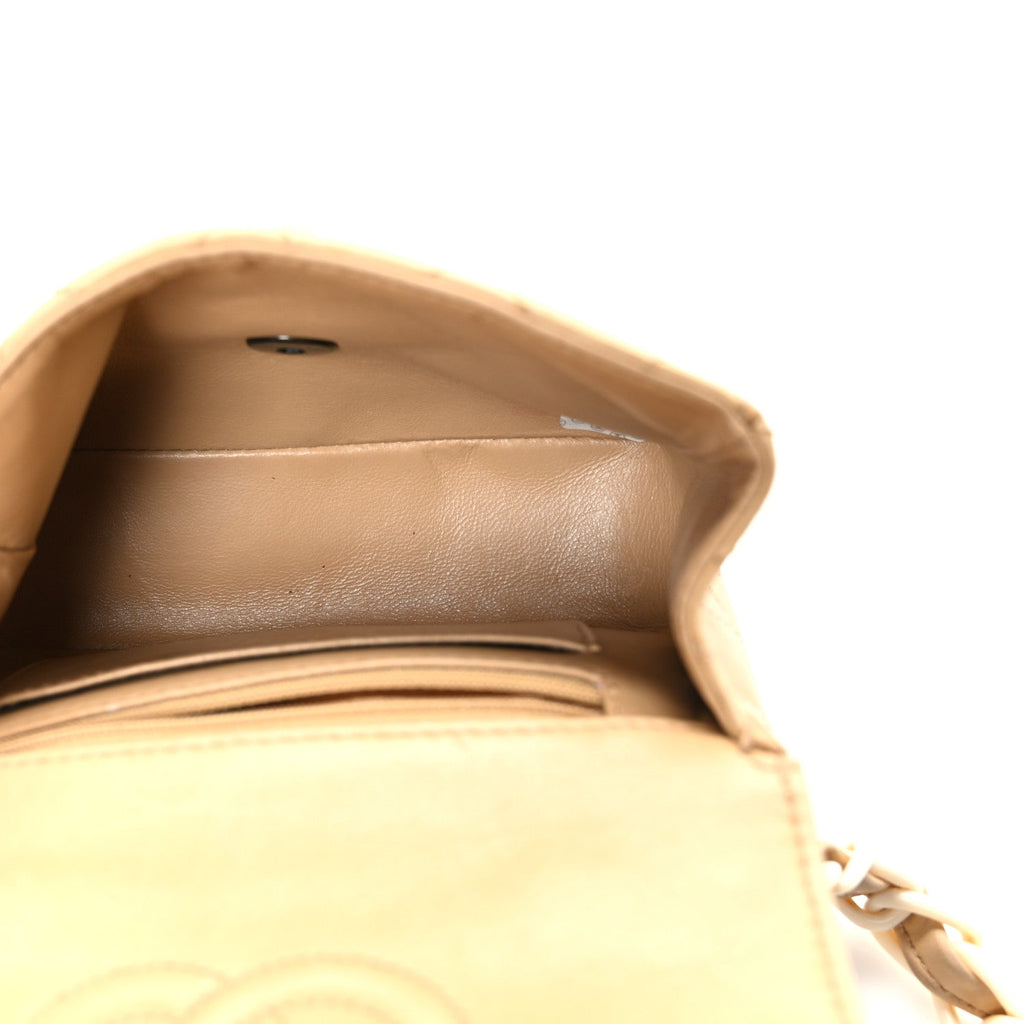 Chanel Lambskin Quilted Bekko Resin Mini Square Flap Beige