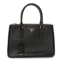 Prada Saffiano Small Galleria Double Zip Tote Black