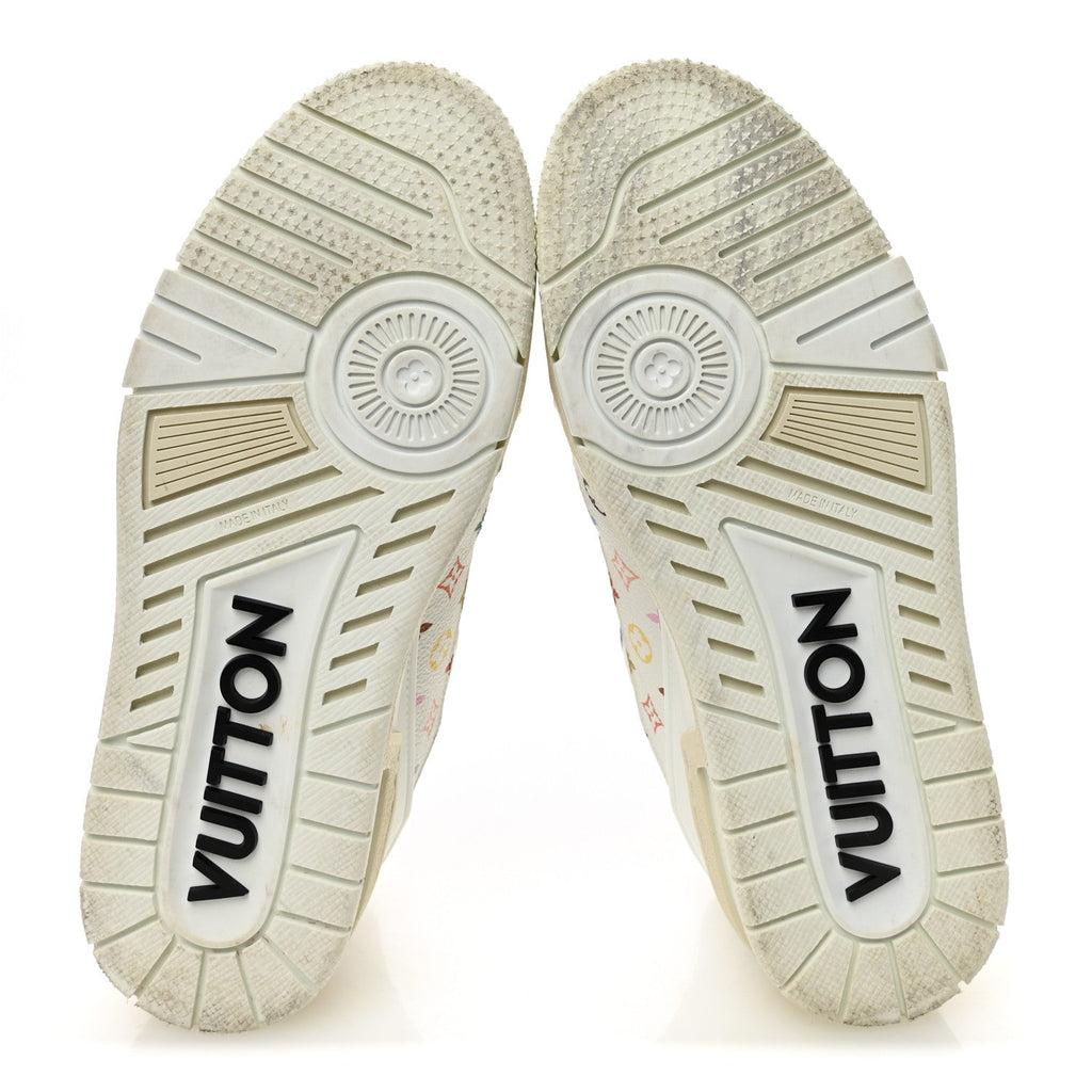 Louis Vuitton LV X TM Calfskin Monogram Multicolor Womens LV Trainer Sneakers 38 White