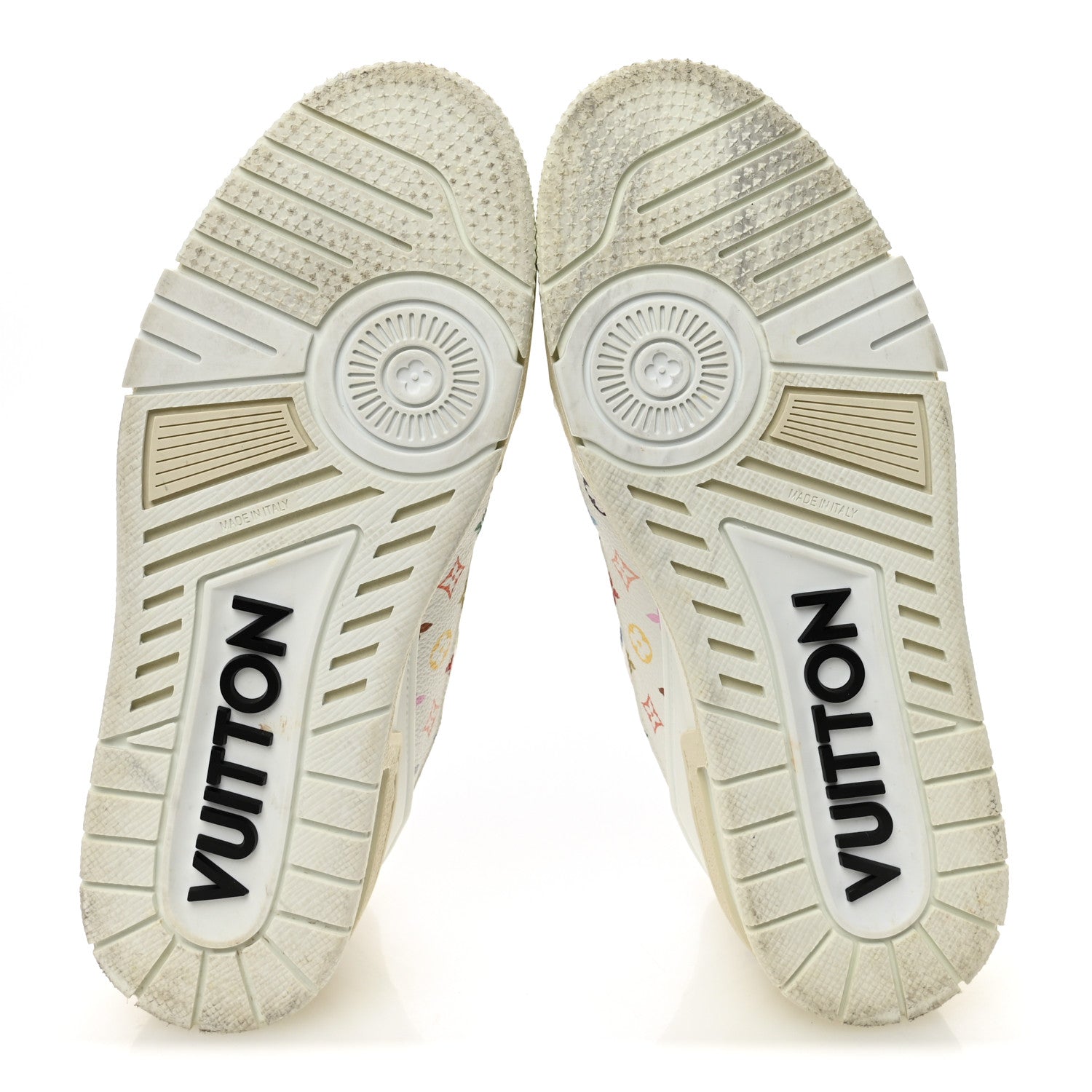 Louis Vuitton LV X TM Calfskin Monogram Multicolor Womens LV Trainer Sneakers 38 White