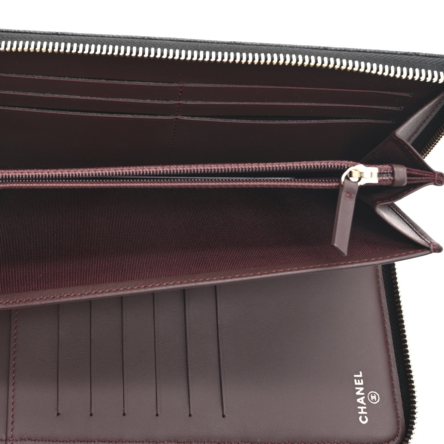 Caviar Quilted Large Zip Around Organizer Wallet Black