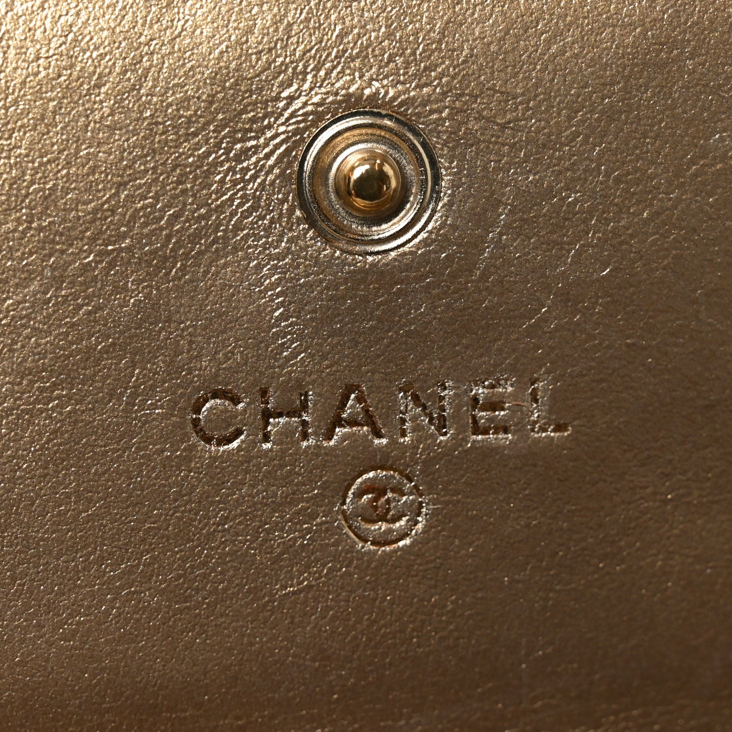 Metallic Lambskin Quilted Large Gusset Flap Wallet Gold