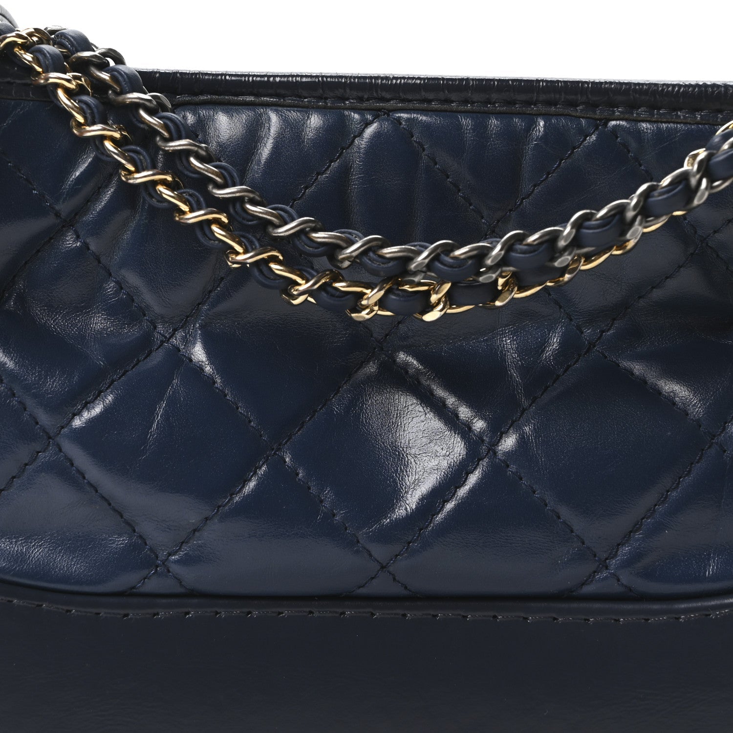 Chanel Aged Calfskin Quilted Small Gabrielle Hobo Navy