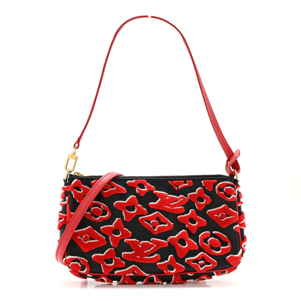 Louis Vuitton X UF Tufted Monogram Pochette Accessories Black Red