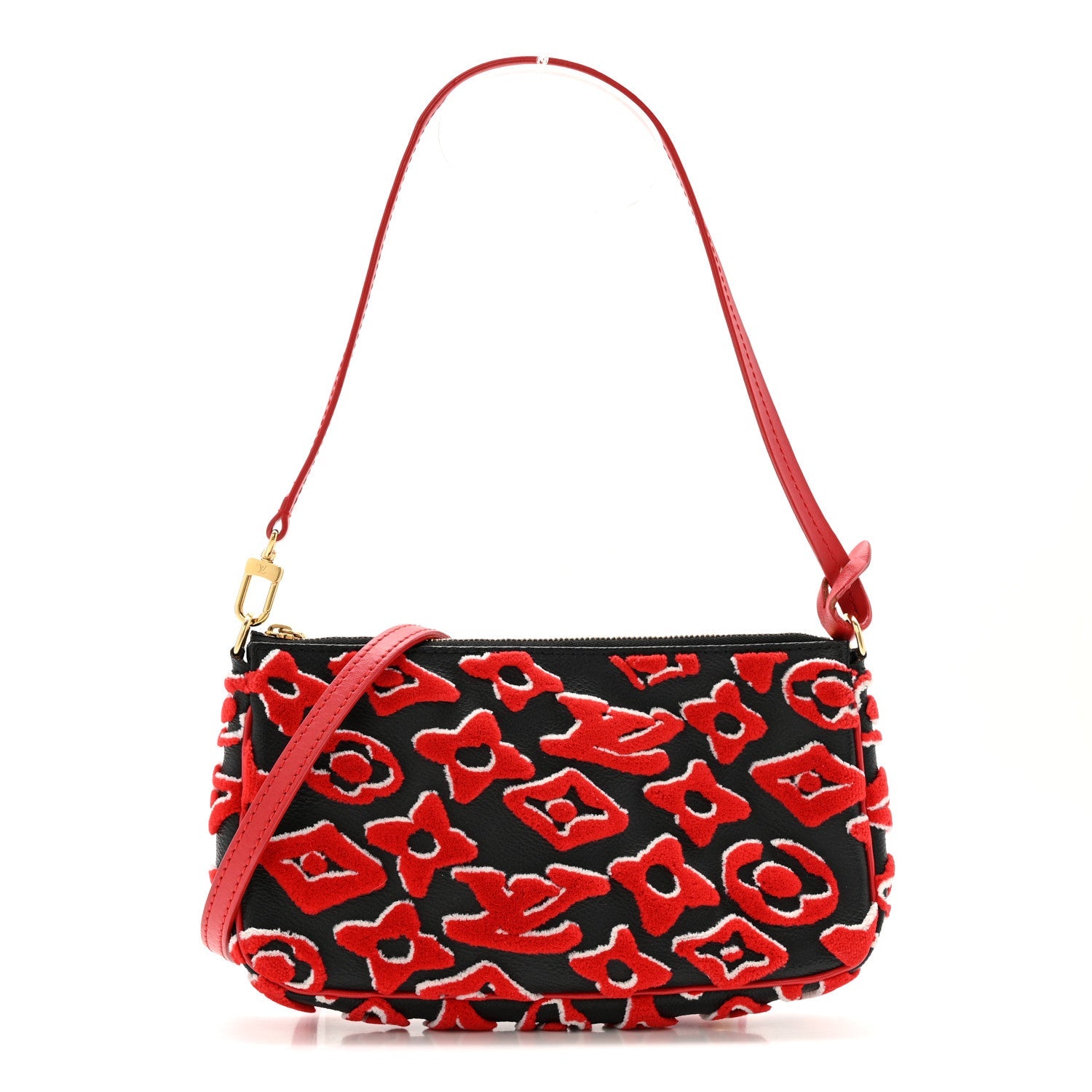 Louis Vuitton X UF Tufted Monogram Pochette Accessories Black Red