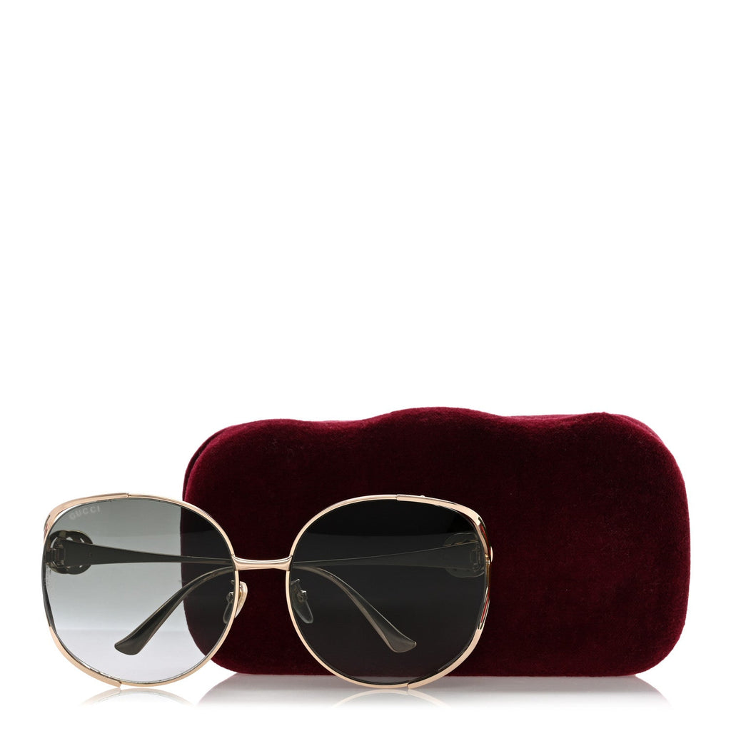 Gucci Metal Oversized Round Frame GG0225S Sunglasses Gold
