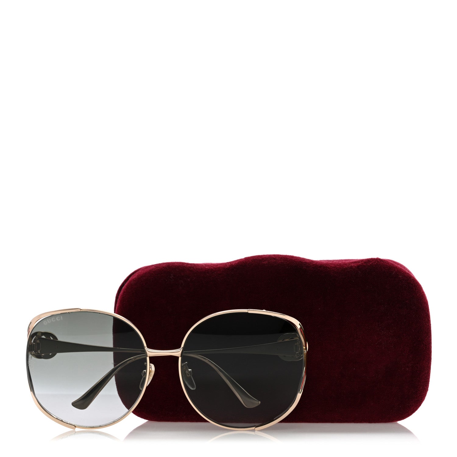 Gucci Metal Oversized Round Frame GG0225S Sunglasses Gold