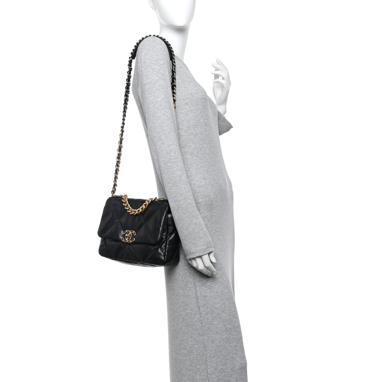 Chanel Lambskin Quilted Medium Chanel 19 Flap Black