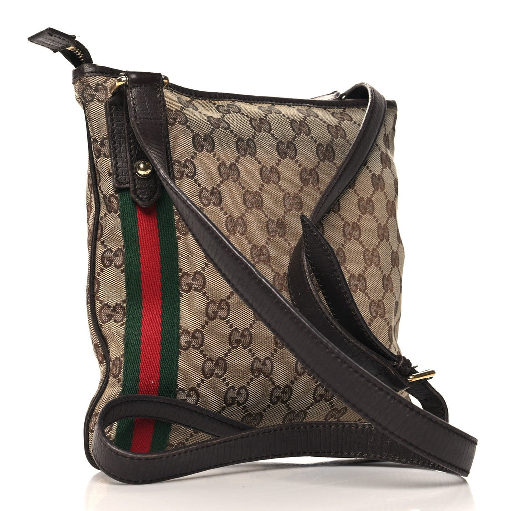 Gucci Monogram Web Jolicoeur Charms Messenger Dark Brown