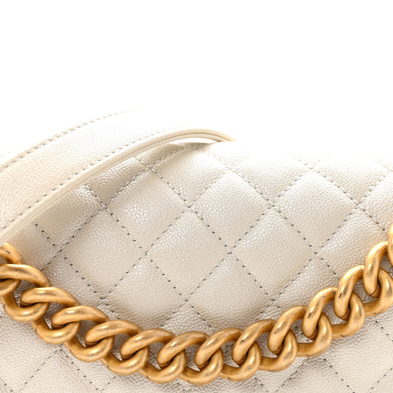 Chanel Iridescent Caviar Quilted Medium Boy Flap White