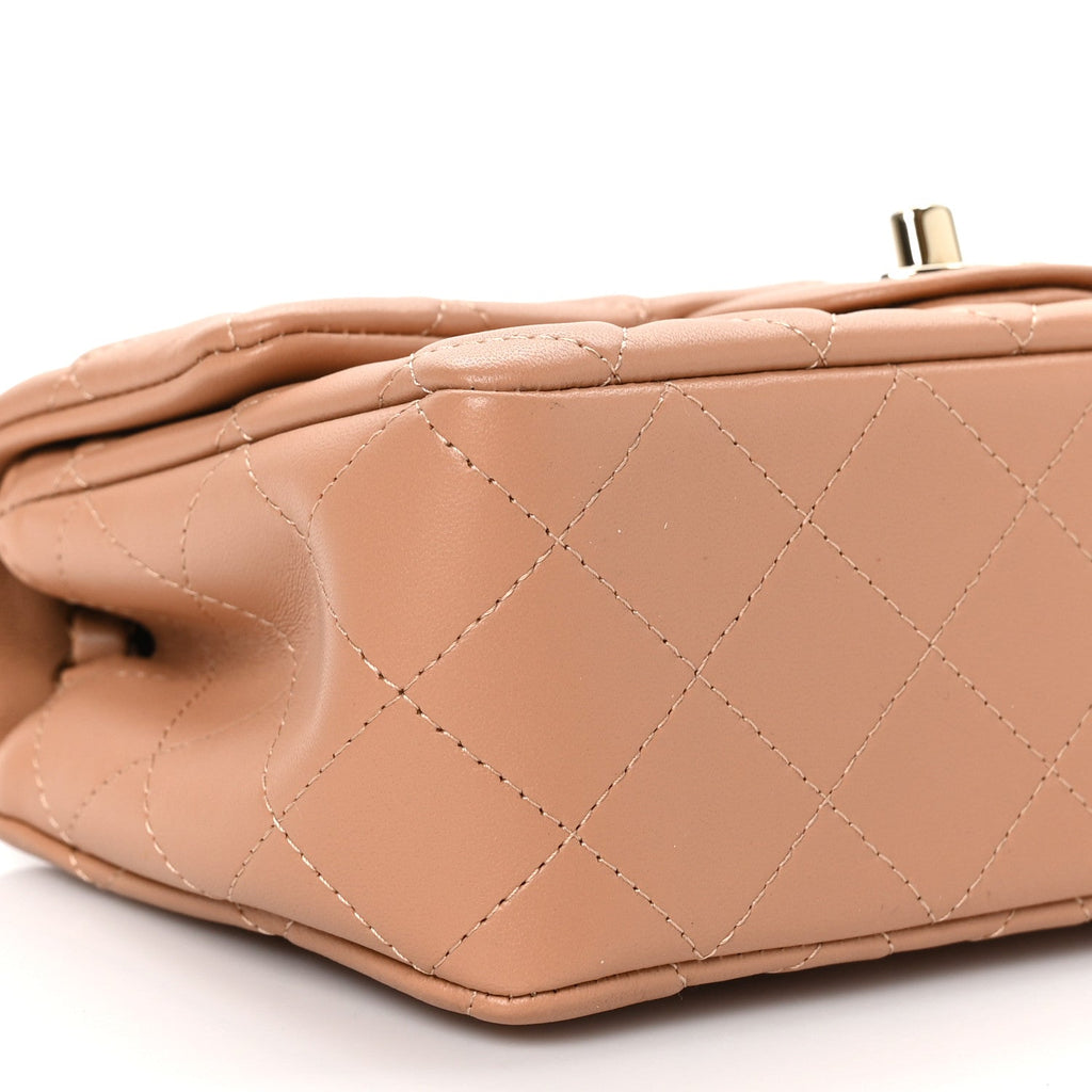 Chanel Lambskin Quilted Mini Rectangular Flap Brown