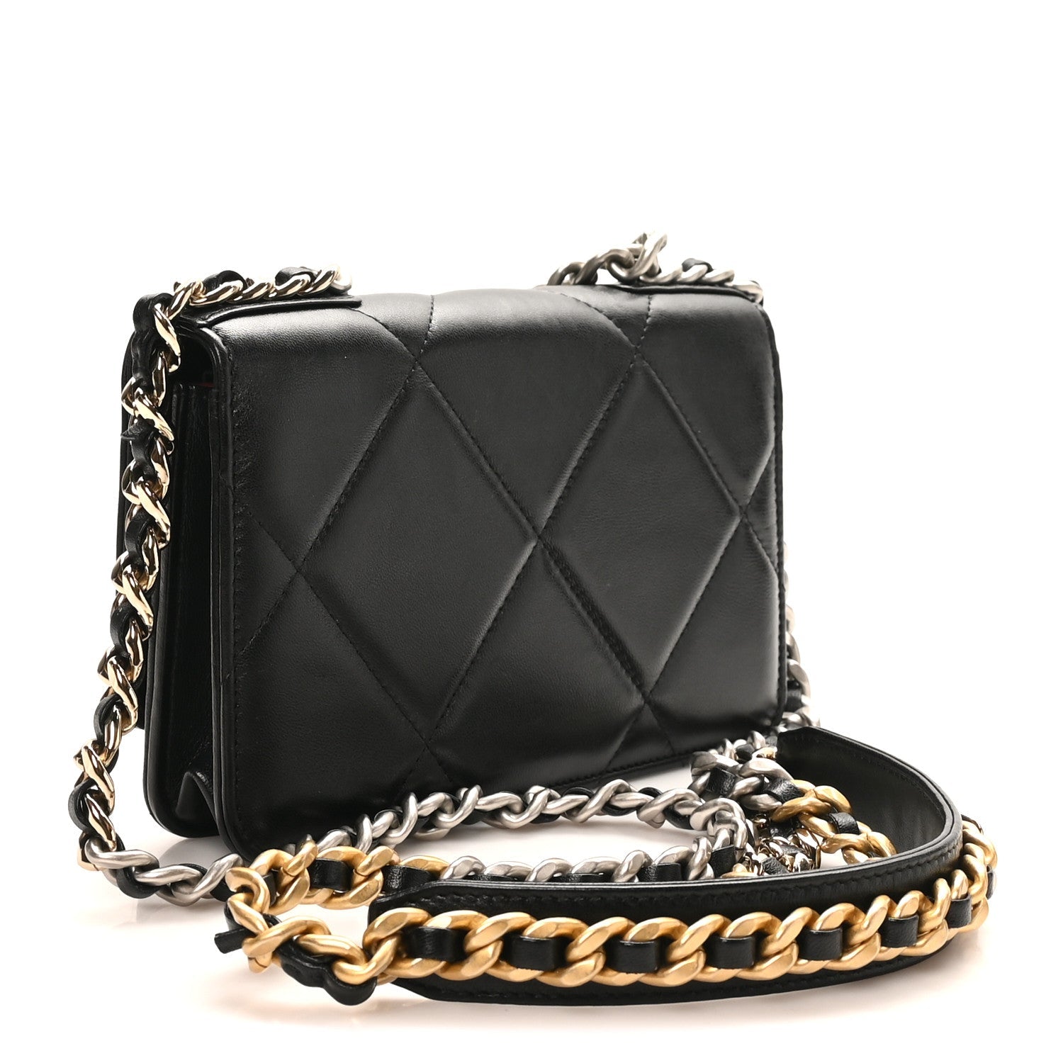 Chanel Lambskin Quilted Chanel 19 Wallet On Chain WOC Black