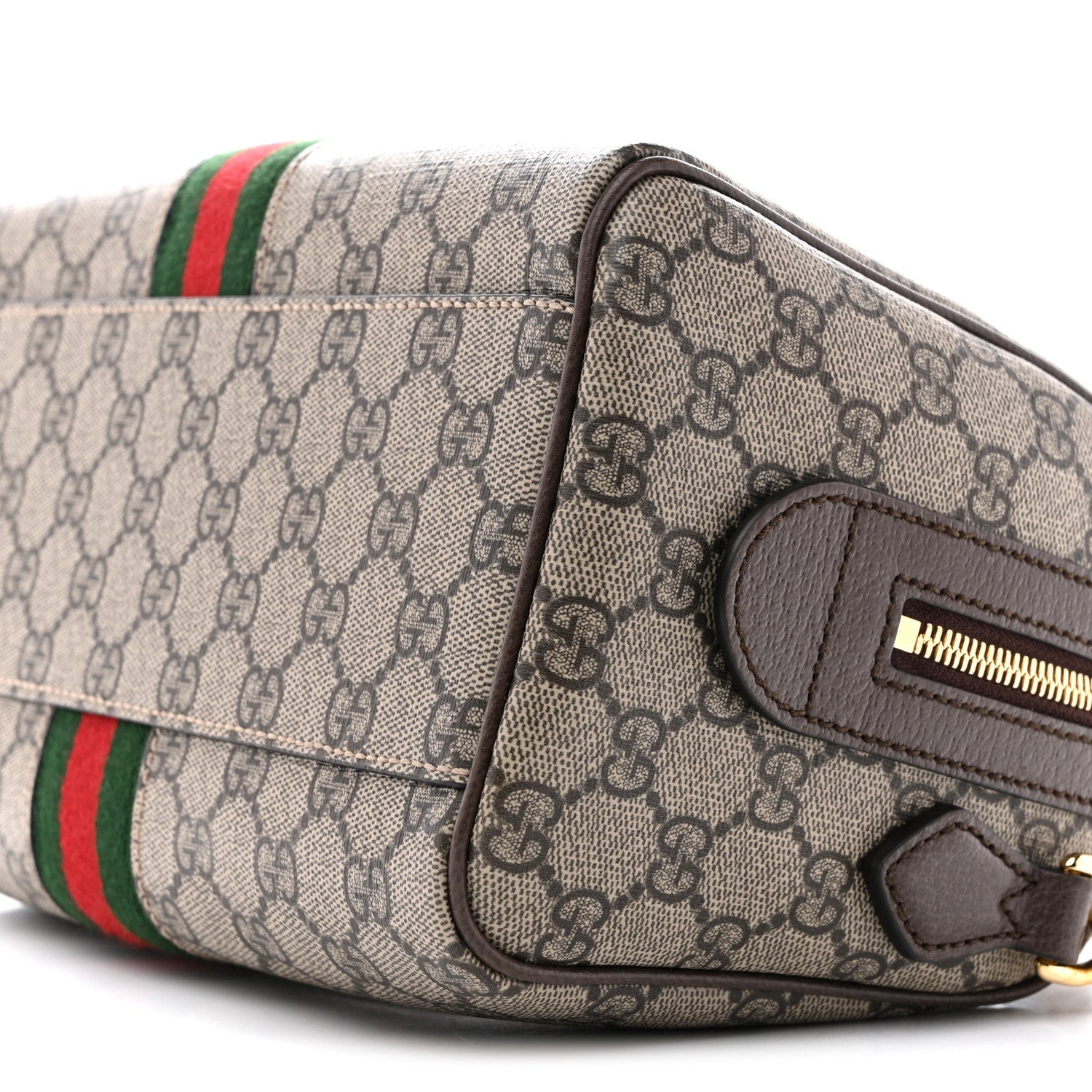 Gucci GG Supreme Monogram Web Small Ophidia Top Handle Bag Beige Ebony
