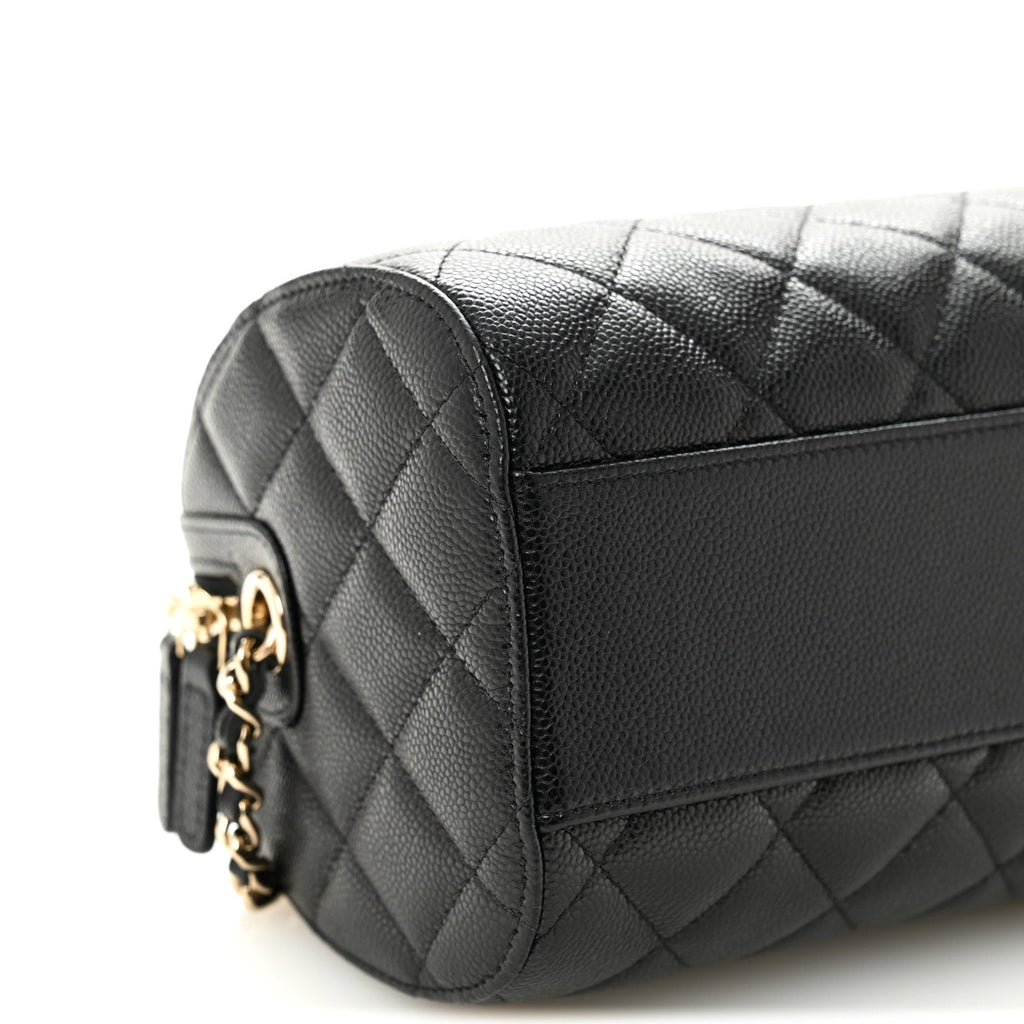 Chanel Caviar Quilted Barrel Clutch With Chain Black