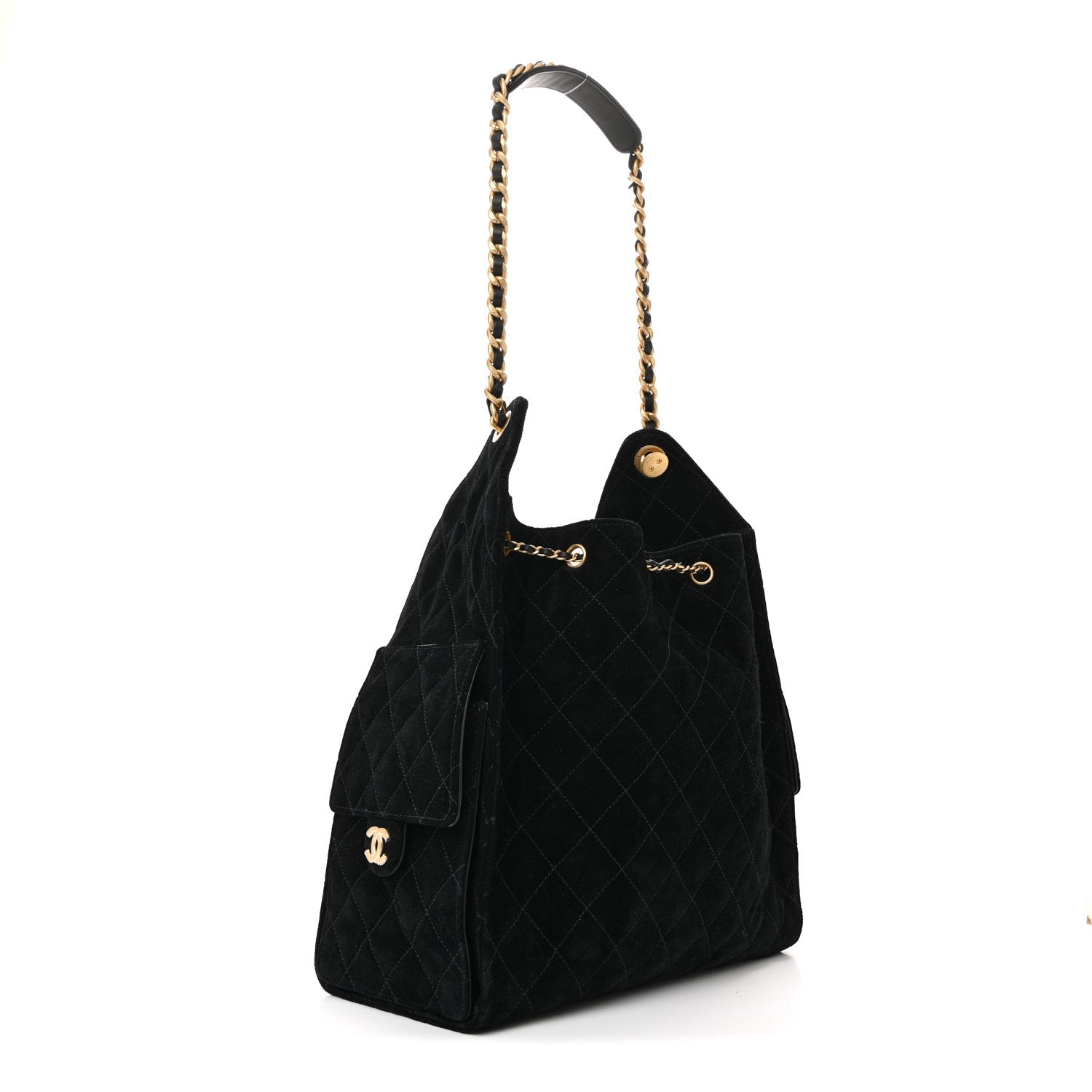 Chanel Suede Quilted Medium Chanel 25 Handbag Black