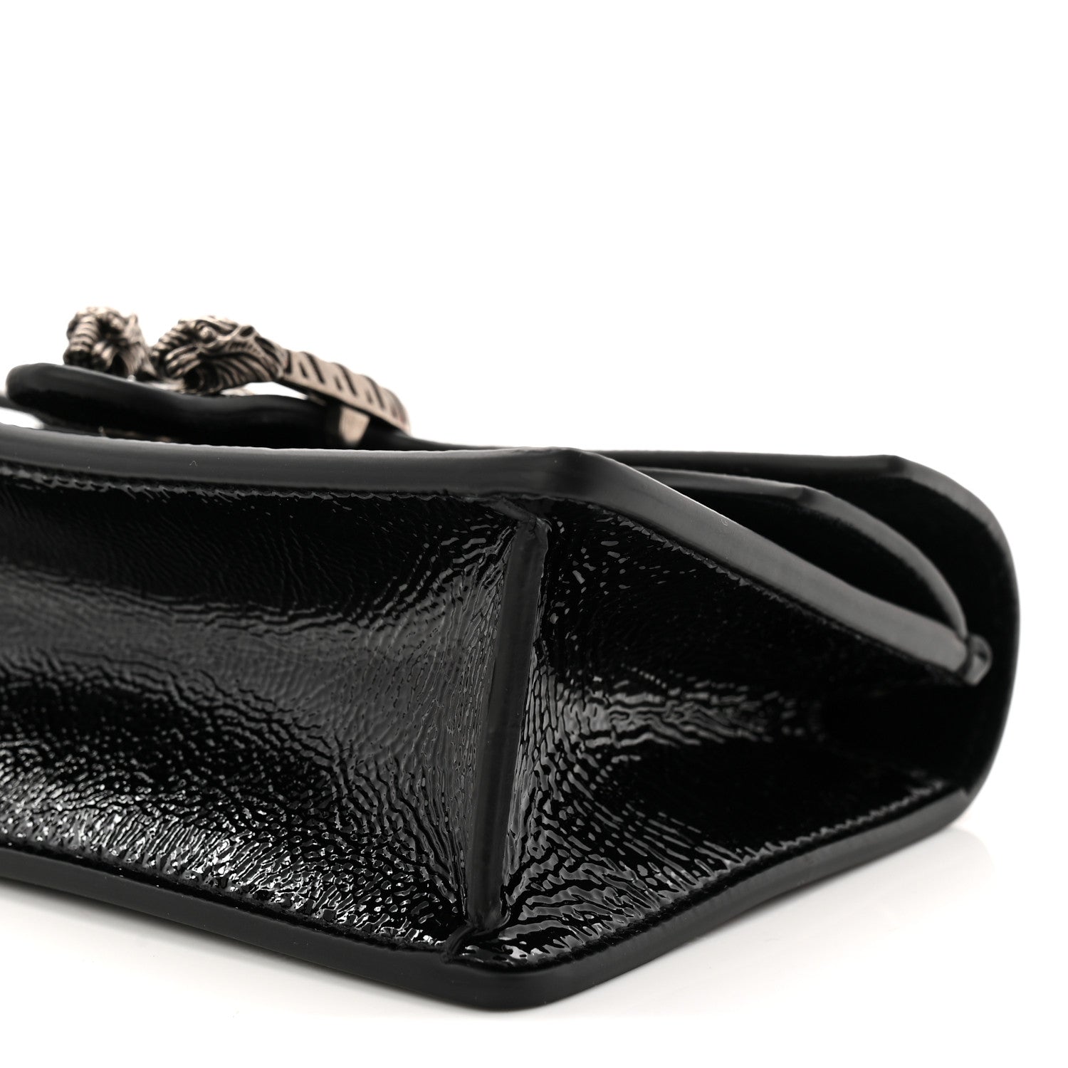 Gucci Crinkled Patent Super Mini Dionysus Shoulder Bag Black