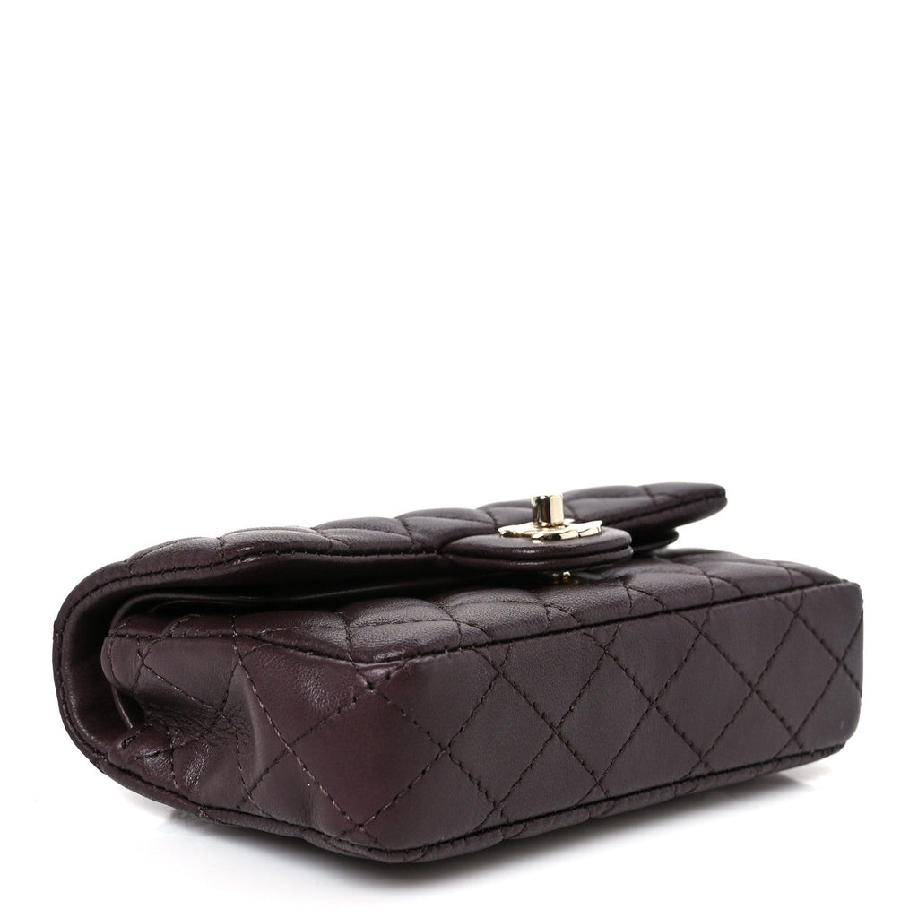 Chanel Lambskin Quilted Mini Flap Bag Charm With Hook Dark Brown