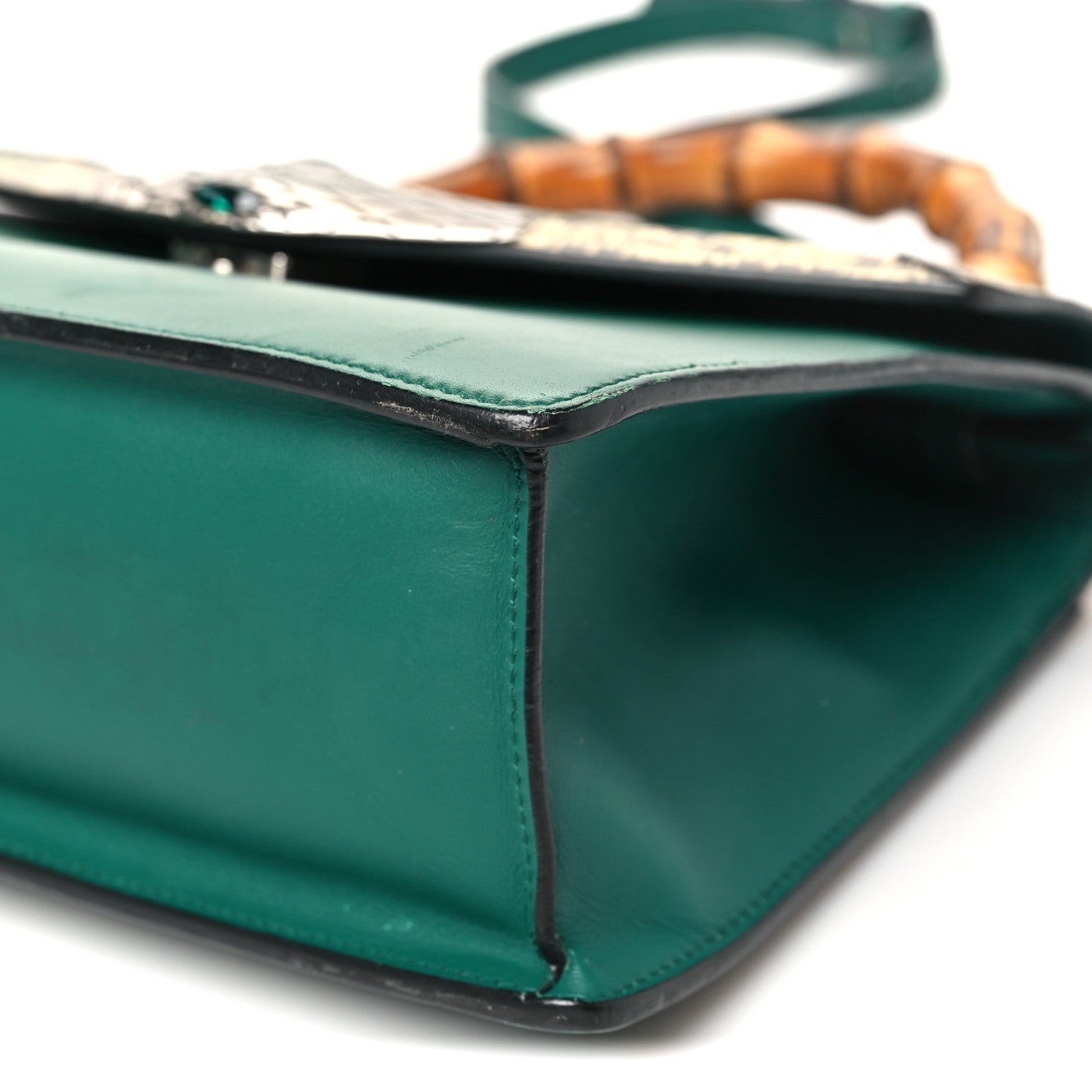 Gucci Calfskin Snakeskin Small Lilith Top Handle Bag Green