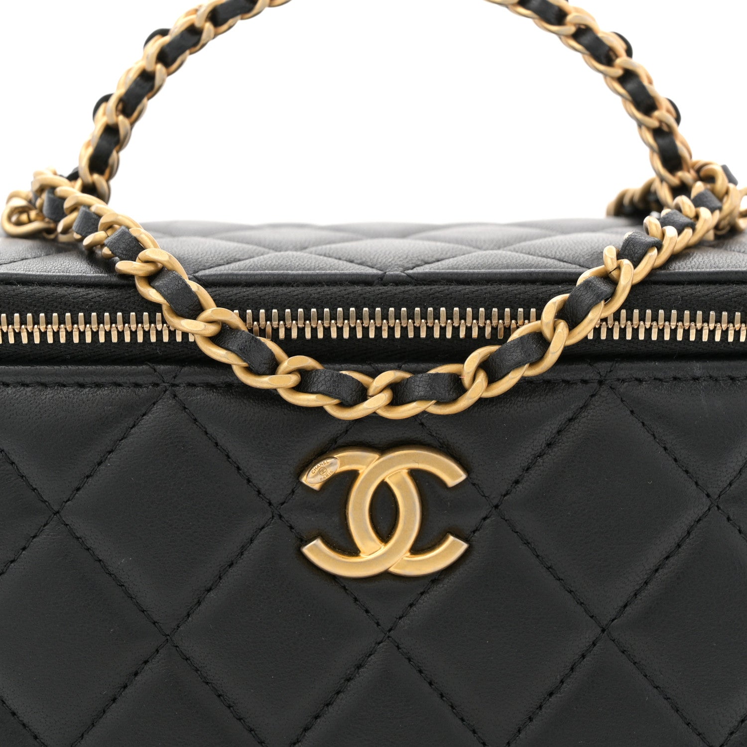 Chanel Lambskin Quilted Pick Me Up Vanity Case Black