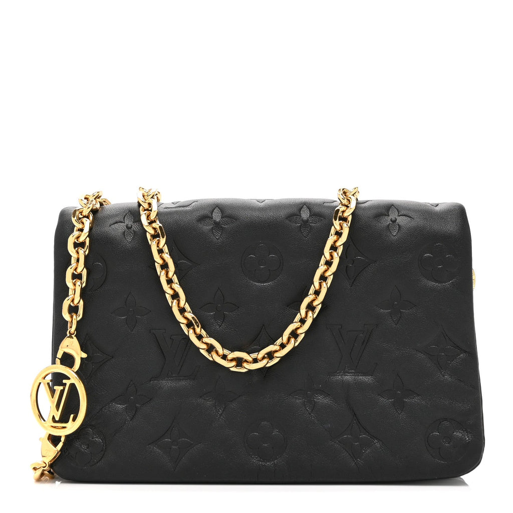 Louis Vuitton Lambskin Embossed Monogram Pochette Coussin Black