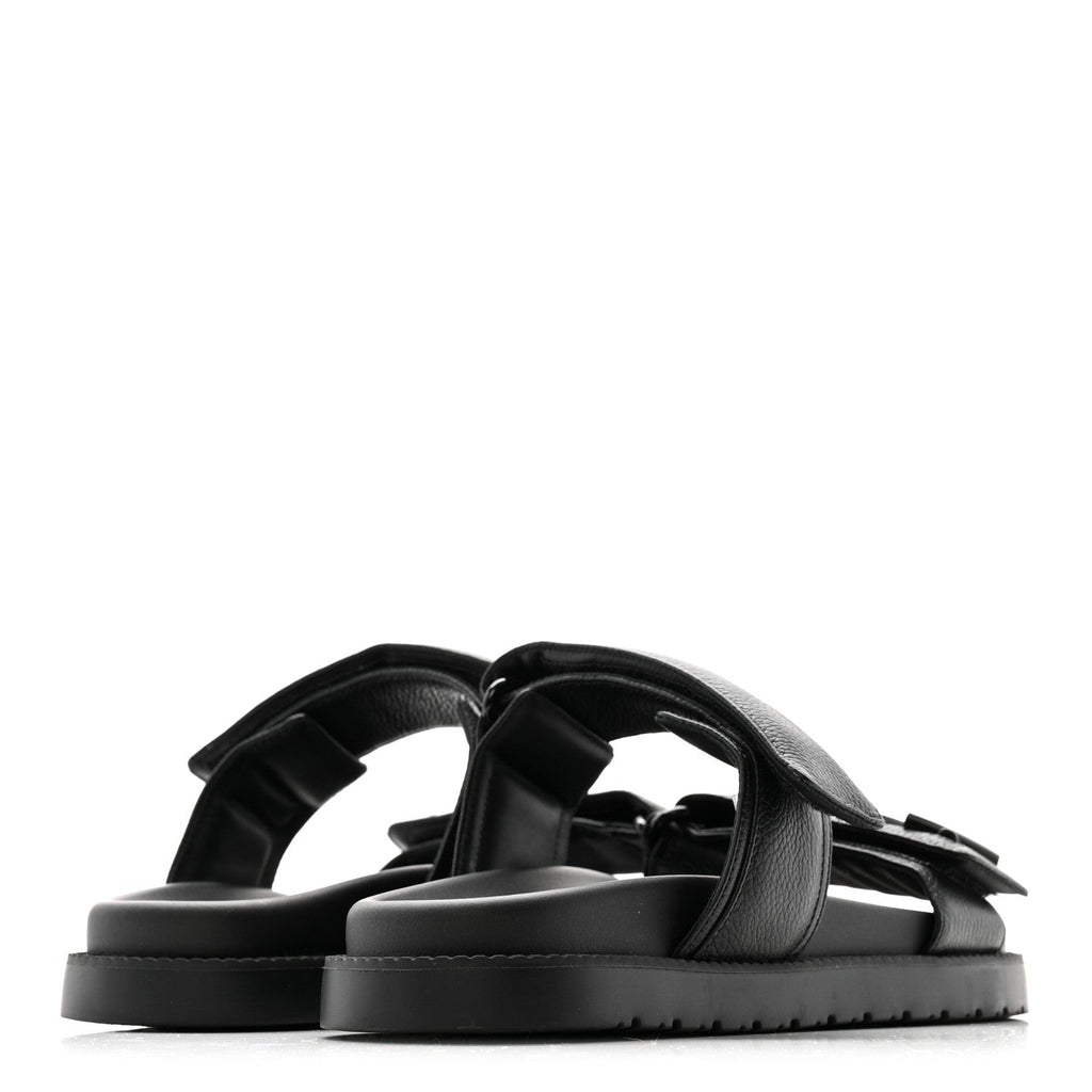 Louis Vuitton Grained Calfskin Sunset Comfort Flat Sandals 38 Black