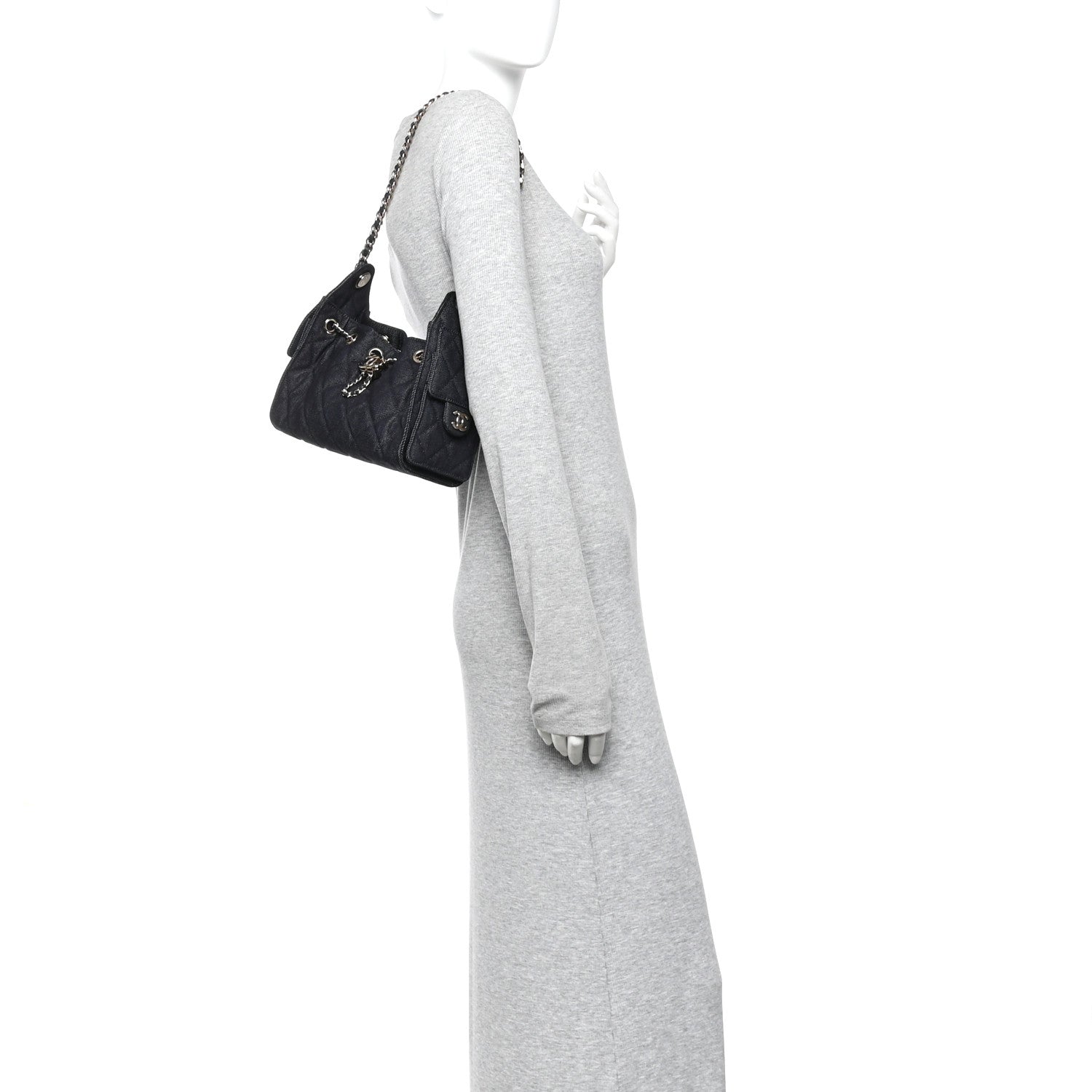Chanel Denim Quilted Mini Chanel 25 Handbag Dark Blue