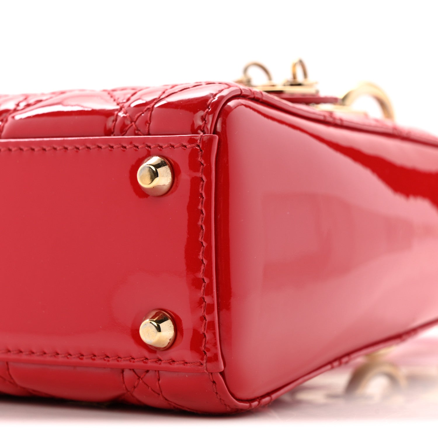 Christian Dior Patent Cannage Mini Lady Dior Red