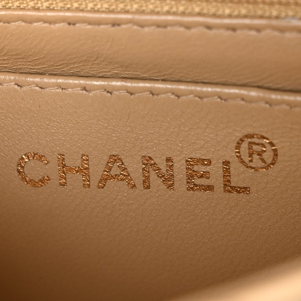Chanel Lambskin Quilted Bekko Resin Mini Square Flap Beige