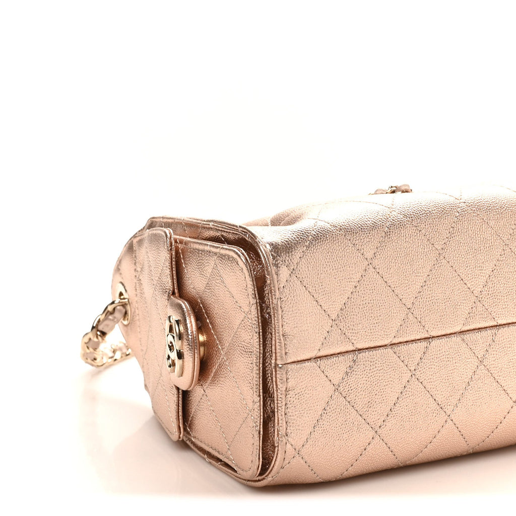 Chanel Metallic Caviar Quilted Mini Chanel 25 Handbag Copper