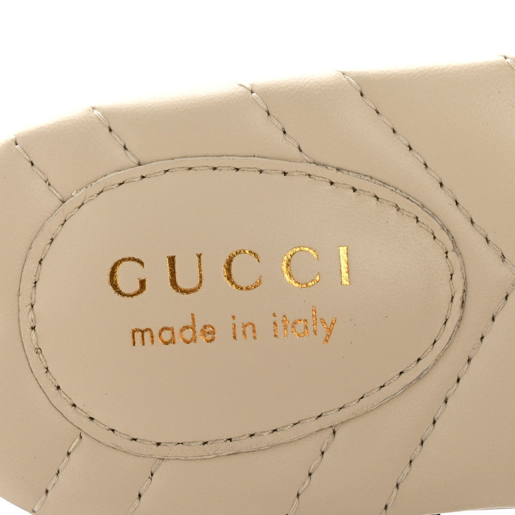 Gucci Nappa Matelasse GG Marmont Flat Slide Sandals 38 New Ivoire
