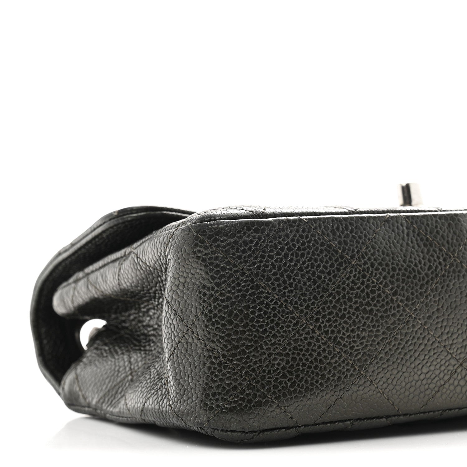 Chanel Metallic Caviar Quilted Mini Rectangular Flap Dark Grey