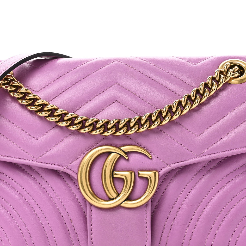 Gucci Calfskin Matelasse Small GG Marmont Shoulder Bag Candy Mousse