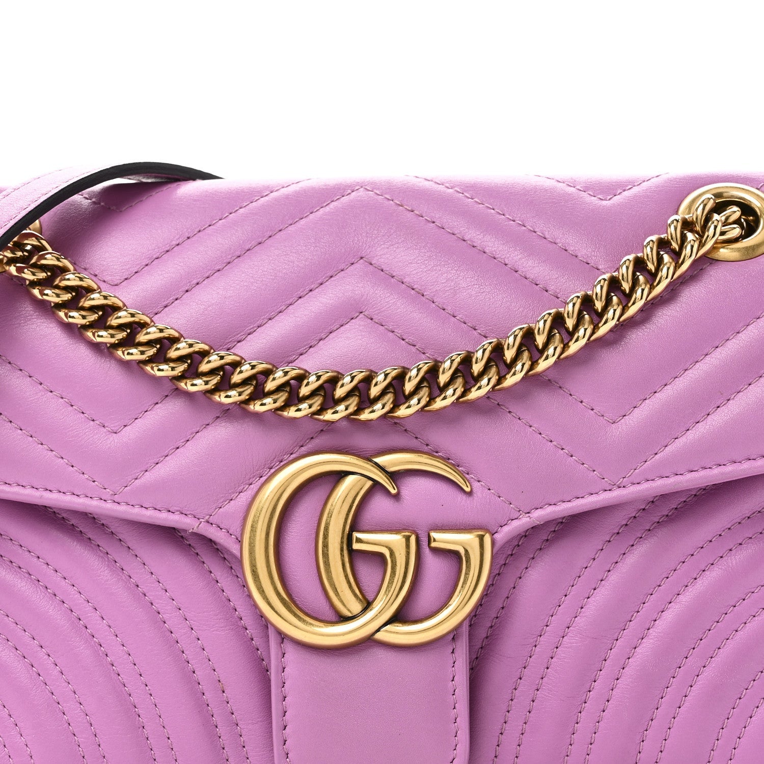 Gucci Calfskin Matelasse Small GG Marmont Shoulder Bag Candy Mousse