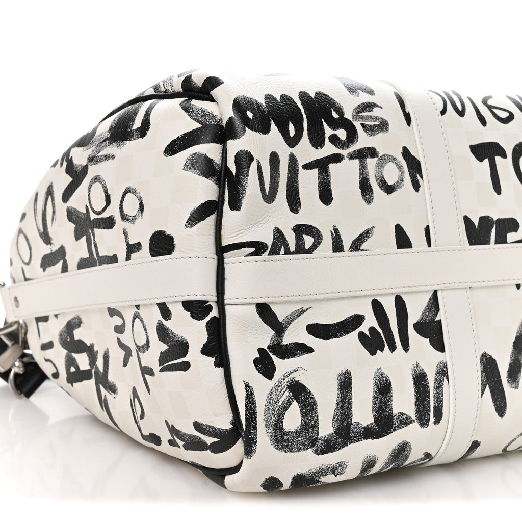 Louis Vuitton Cowhide Damier LV Dynasty Keepall Bandouliere 50 White Black