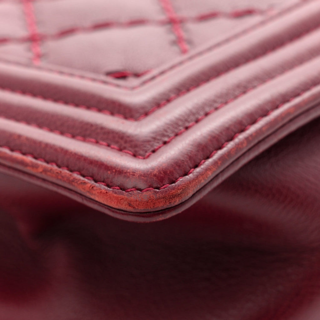 Chanel Calfskin Quilted Double Stitch New Medium Boy Flap Burgundy