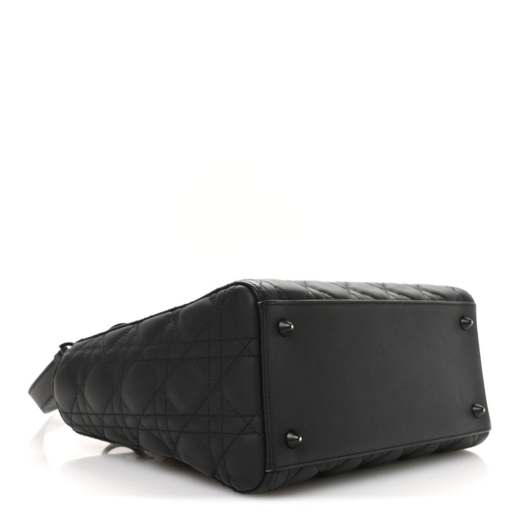 Christian Dior Ultra Matte Calfskin Cannage Medium Lady Dior Black
