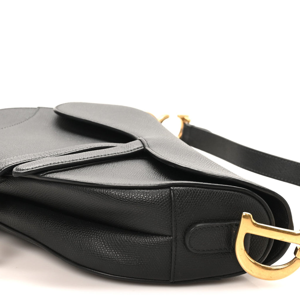 Christian Dior Grained Calfskin Saddle Bag Black