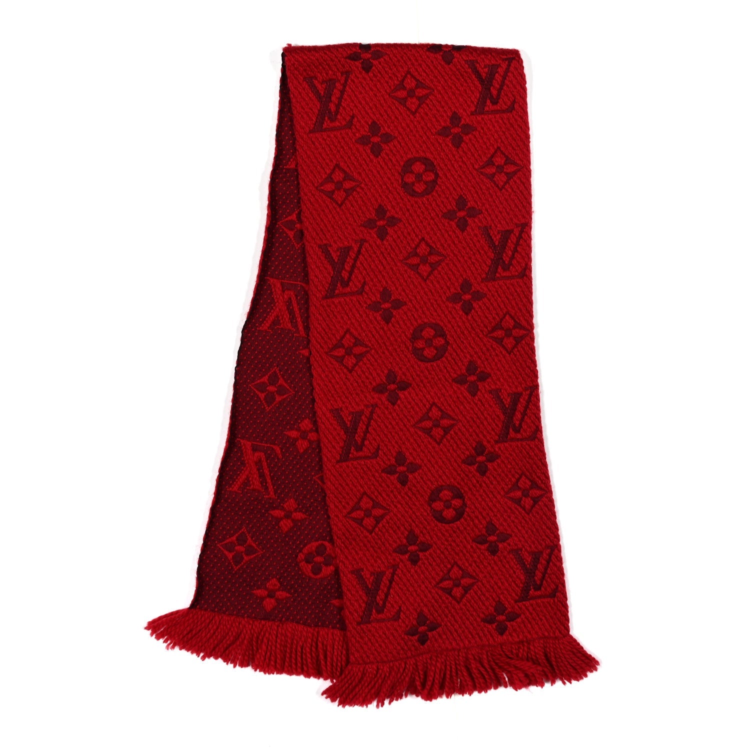 Louis Vuitton Wool Silk Logomania Scarf Rubis