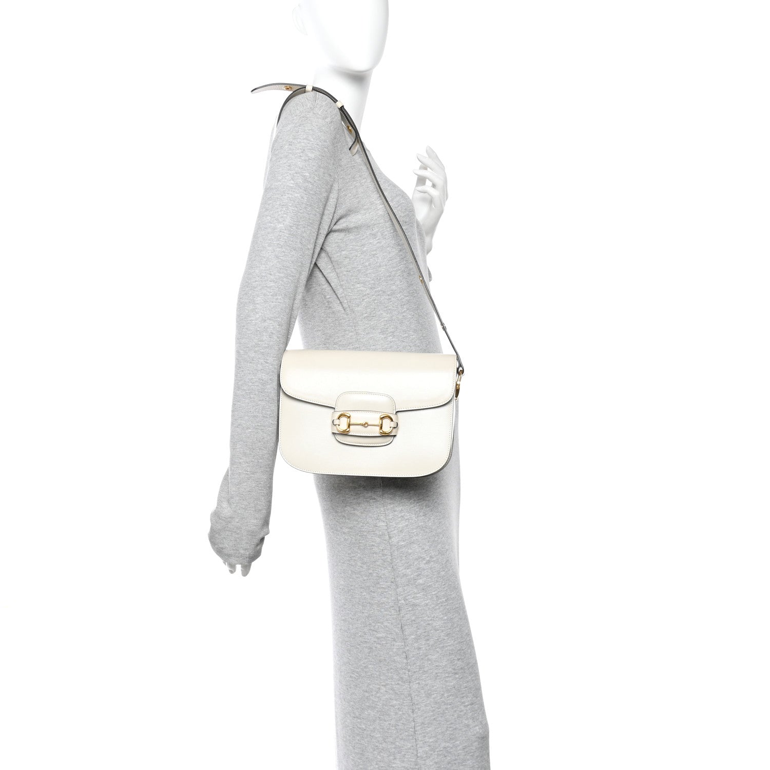 Gucci Azalea Calfskin Horsebit 1955 Shoulder Bag Mystic White