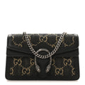 Gucci Jacquard Black Denim GG Monogram Super Mini Dionysus Shoulder Bag Black Ivory