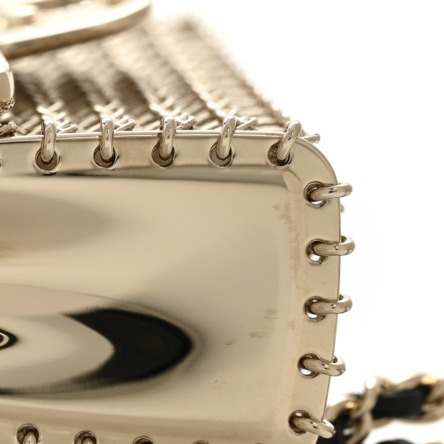 Metal Lambskin Pearl Chain Flap Bag Long Necklace Gold Black Pearly White