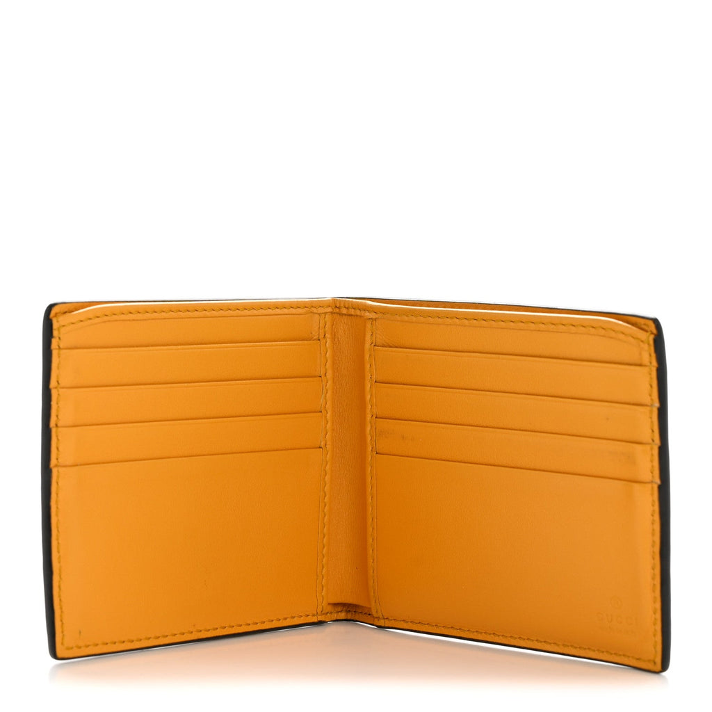 Gucci Calfskin GG Tennis Embossed Bi-Fold Wallet Yellow Tangerine