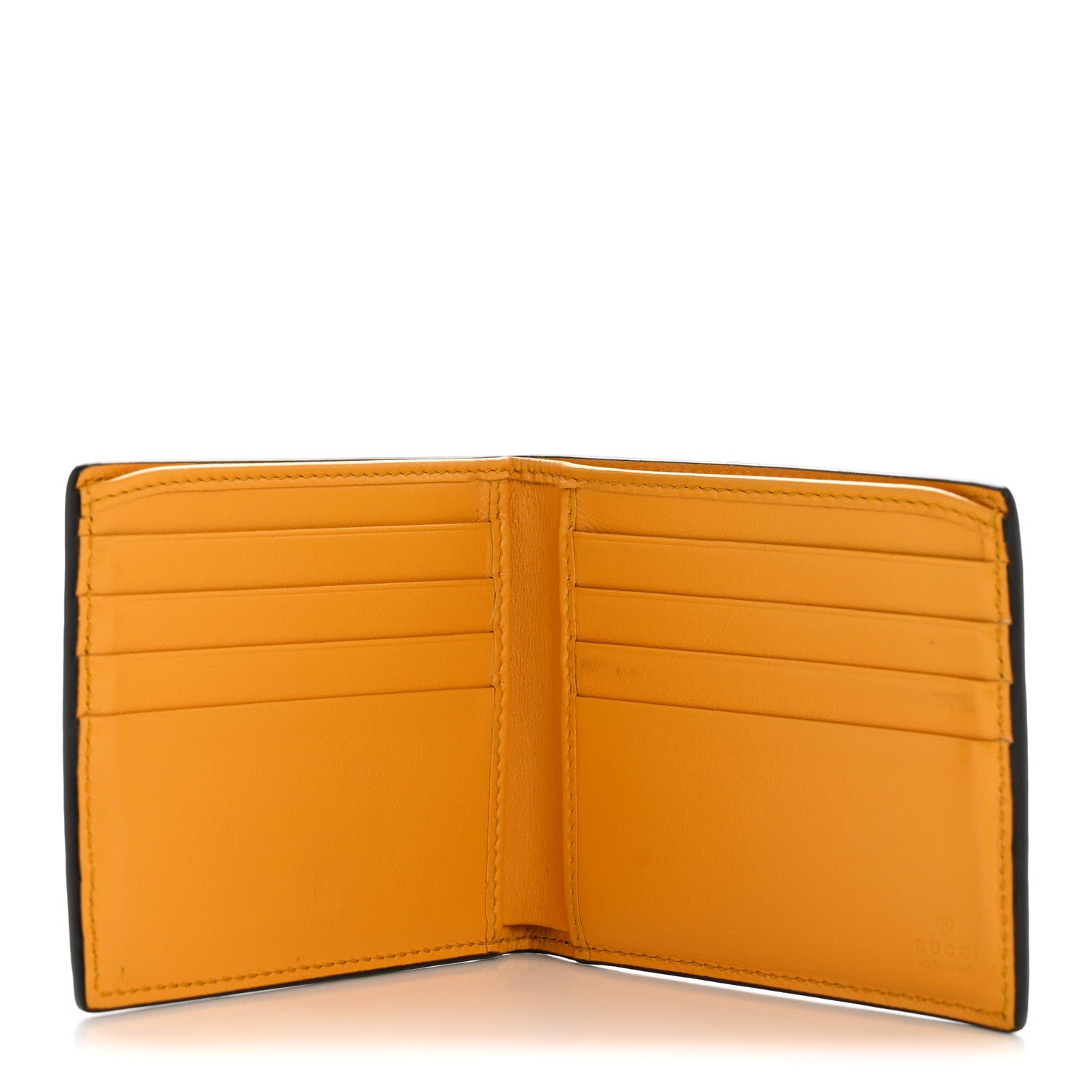 Gucci Calfskin GG Tennis Embossed Bi-Fold Wallet Yellow Tangerine