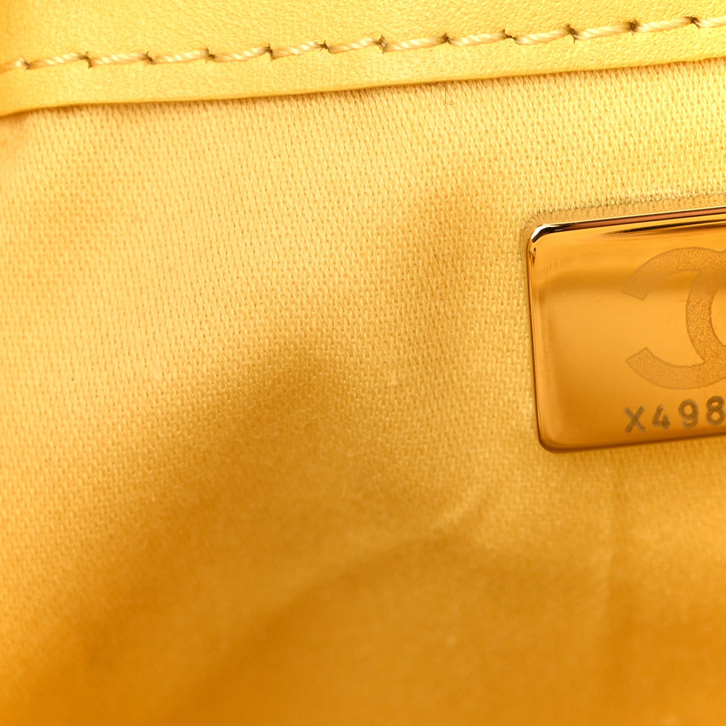 Chanel Suede Quilted Mini Chanel 25 Handbag Yellow